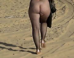 Walk beyond the beach beside erection stocking