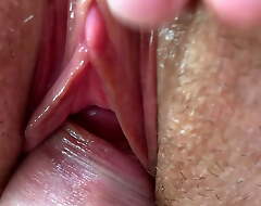 Lick her Pussy. Cock Rubbing her Clitoris. Fuck and Jizz inside. Close-Up.